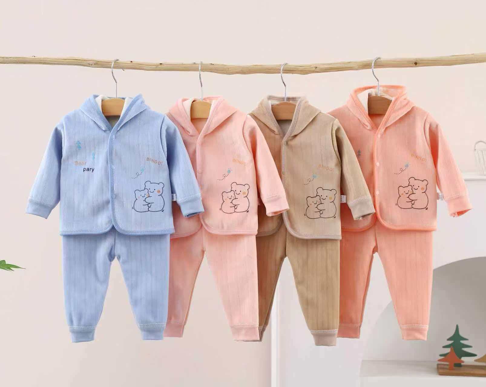Baby calentamiento ropa interior set sin hueso algodón recién nacido tres capas de algodón folded pijamas primavera y otoño abrigo de bebé image 8