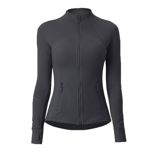 Lulu Yoga Wear: Stand-Neck Zip-Up Cardigan Jacket, Def*ne Sports Long-Sleeve Breathable Tight-Fit Outerwear – Women's Top