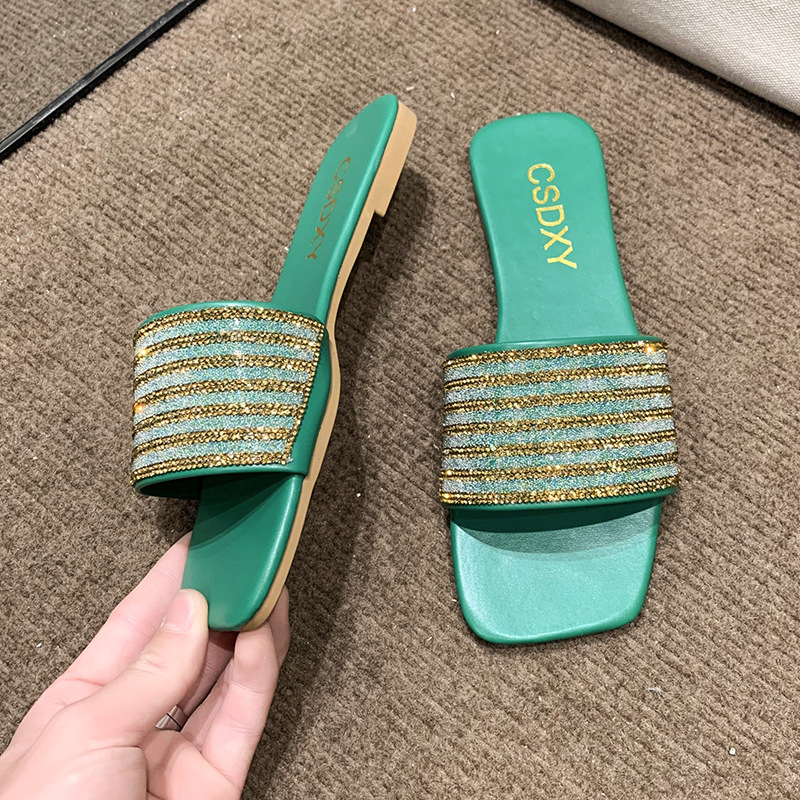 Damen Strass Hausschuhe Elegante Glitzer Pantoletten Für Sommer_voghion.com
