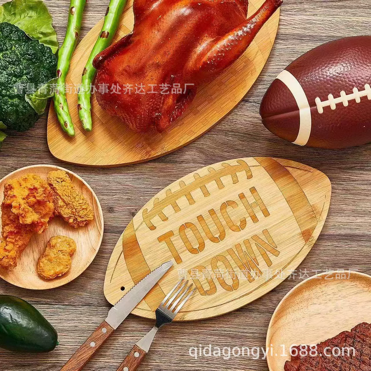 Трансграничная деревянная домашняя тарелка с фруктами и овощами в форме регби-разделка Западная кухня с сыром деревянная тарелка