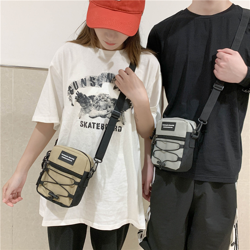 67g Weight Zipper Closure Type Single Shoulder Strap Strap Type Crossbody Bag Bags Type Nylon Material Letter Pattern Streetwear Style Square Shape Khaki, Light Grey, White, Black Color Small Size Small Nylon Letter Streetwear Square Zipper Crossbody Bag 68