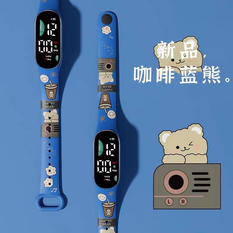 2024 explosión de chatarra oso de café M9 impresión pulsera relojes de pulsera niños estudiantes moda lindo reloj electrónico LED