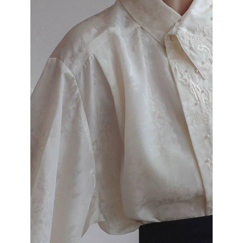 Национальный стиль топ с древними новыми французскими тяжелыми промышленными рубашками дизайнерские женские белые рубашки осенью и зимой