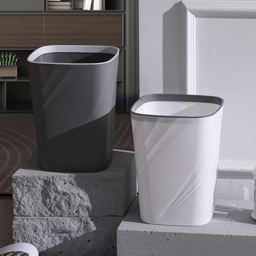 Nordic style square pattern garbage can for home living room, kitchen, bathroom and bedroom, simple ring-less garbage can