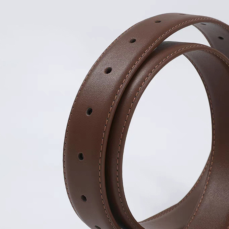 2024 europäischen und Amerikanischen Neue Mode Lässig Vielseitig Jeans Zwei Schicht Rindsleder frauen Einfarbig Gürtel Gürtel Minimalistischen Stil_voghion.com