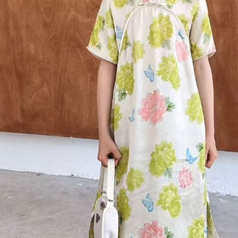 女童唐装汉服儿童旗袍连衣裙夏季2025新款国风新中式大童时尚裙子|undefined