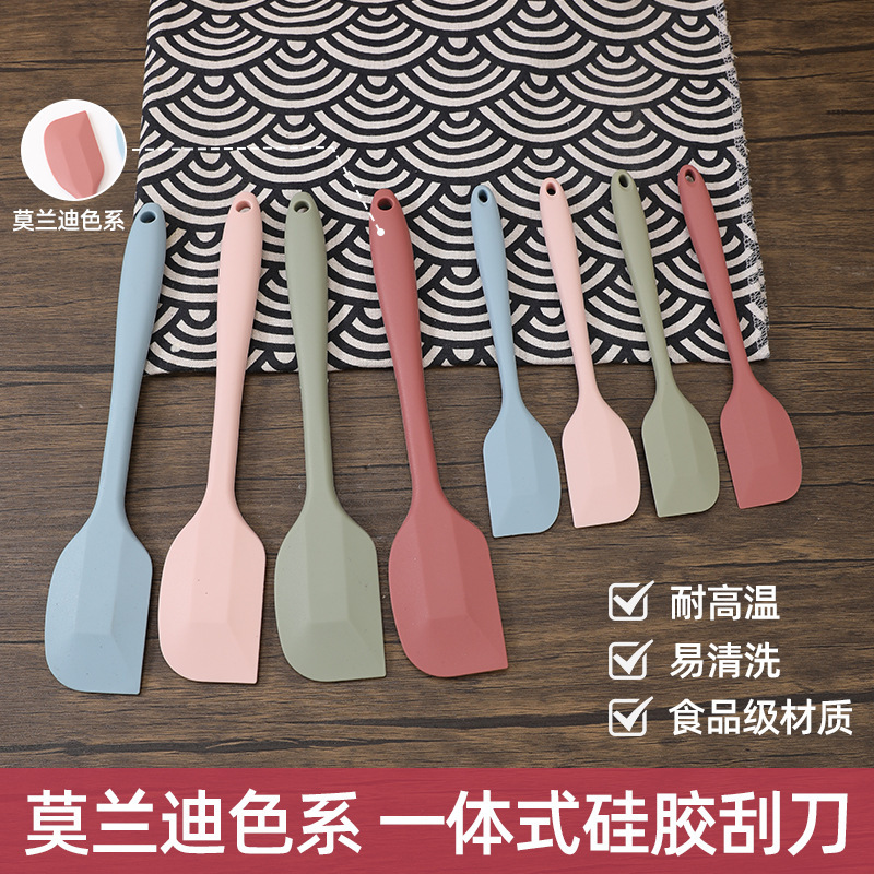 One-piece Cream Scraper Morandi Color Household Small Cake Spatula Food Grade Silicone Stirring Shovel High Temperature Resistant Shovel