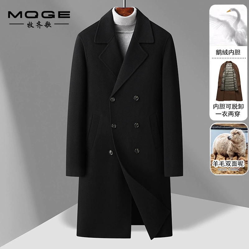 100% шерстяное пальто длинное двубортное толстое гусиное пуховое удаление вкладыша двухстороннее шерстяное пальто ветровка мужское пальто прилив