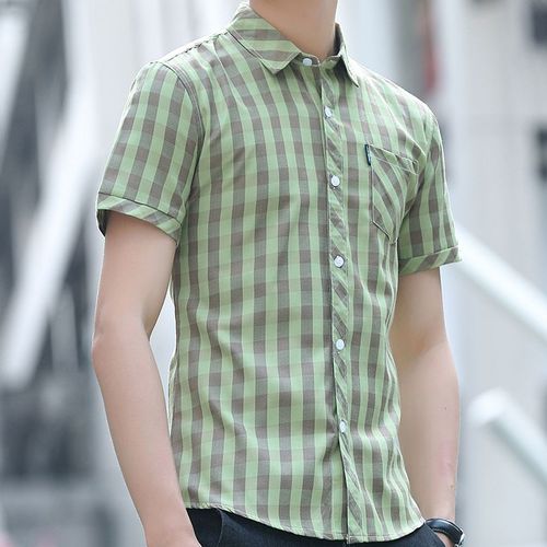Men's Striped Short-Sleeve Shirt 2024 Summer Thin Business Professional Checkered Stylish Trendy Casual Inner Shirt