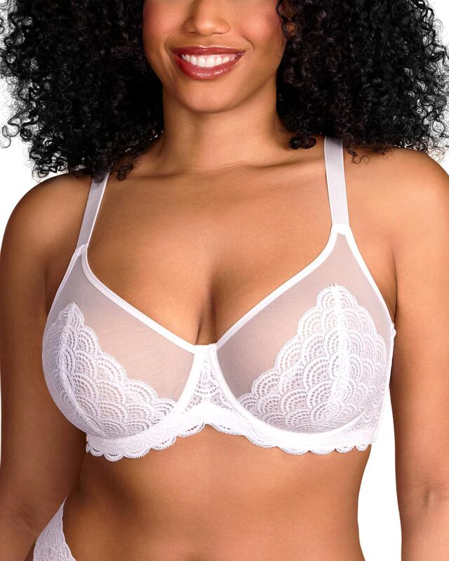 Hsia Women's Minimizer Bra for Big Bust Full Coverage Lace Plus Size Bra - Mermaid Scales