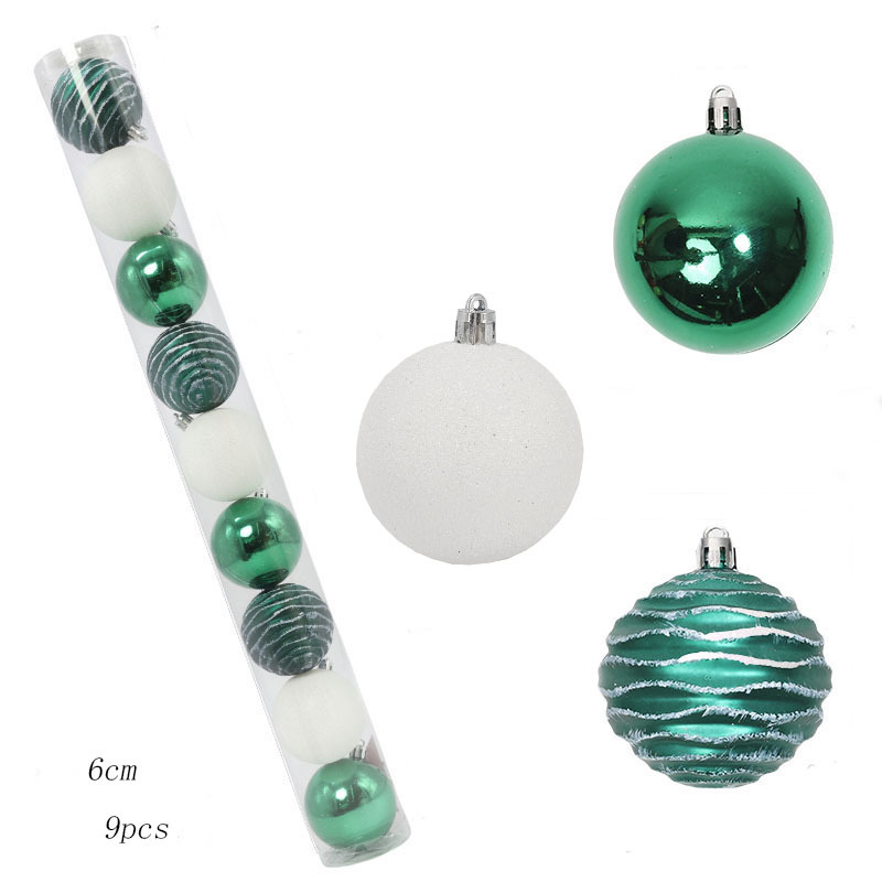 Fábrica directa transfronteriza nuevo 6cm / 9 cilindro bola pintada de Navidad juego de árbol de Navidad colgante de plástico colgante bola