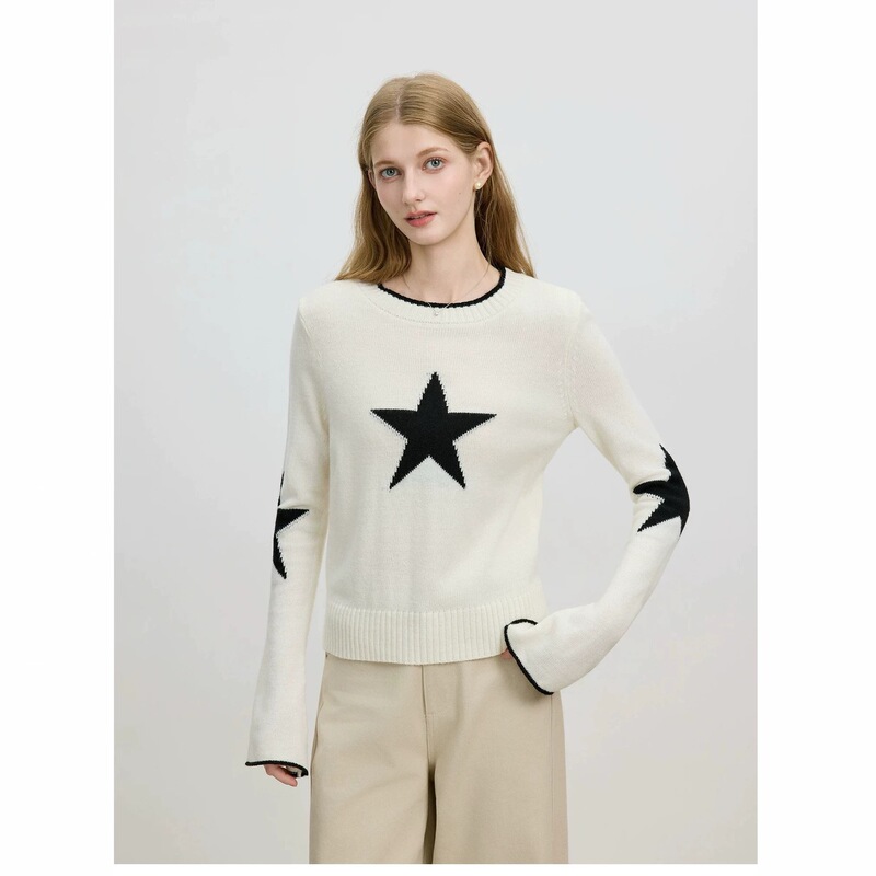 Azmi niche design round neck sweater for women, autumn and winter 2026 new style, loose, slimming, casual, versatile knitwear 2809