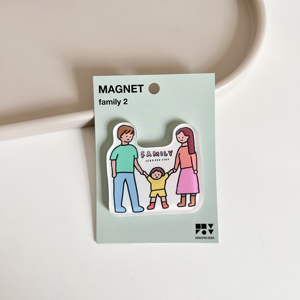 Corea del Sur zeroperzero familia ilustración de padres e hijos pegatinas de refrigerador acrílico imán magnético pegatinas de fotos