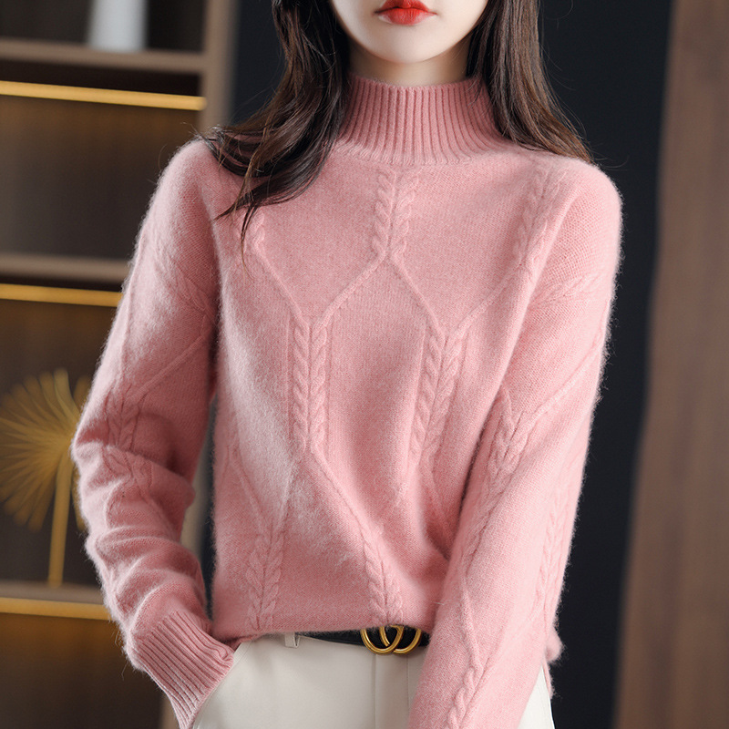 Suéter de las mujeres invierno engrosada medio interior cuello alto camisa de fondo 2024 otoño e invierno nuevo popular de alto grado estilo occidental superior