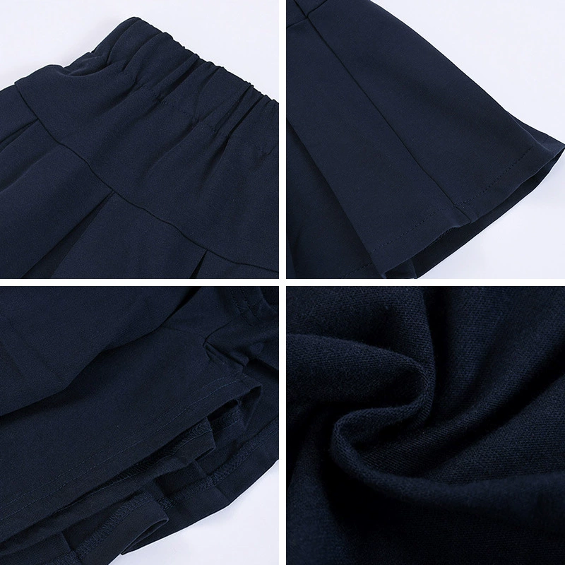 Beige khaki uniform for students, pleated skirt