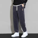 Мужские вельветовые осенние штаны, трендовые повседневные брюки, свободный крой