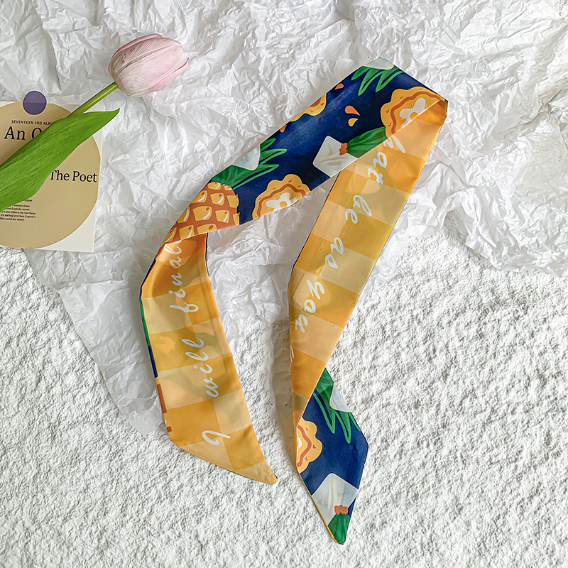 Bufanda de seda, banda larga, sensación de alta calidad, nuevo estilo, cuello, bufanda pequeña, serie de frutas, pañuelo para el cabello, cinta para el cabello