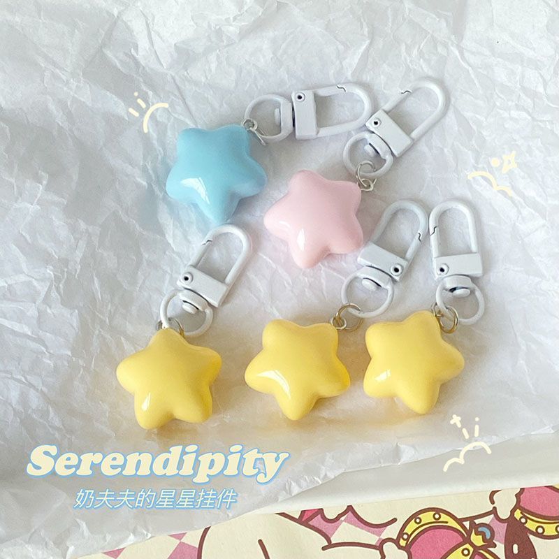 518 cute chubby milk yellow star keychain girl soft-hearted adorable five-pointed star pendant student girlfriends couple