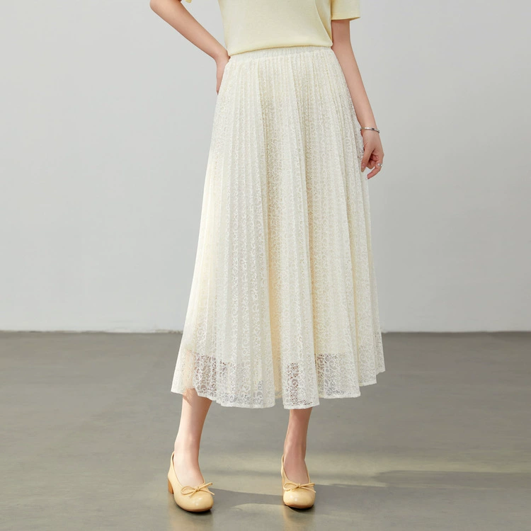 [Элегантная кружевная легкая плиссированная юбка для похудения] Тонкая женская одежда больших размеров для полных мм 2025, летний новый стиль