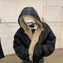 2025双面穿重磅连帽仿皮草加绒加厚棉服拉链夹克男秋冬款