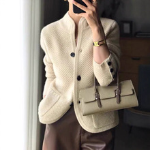 法国尾货捡漏女装高端品牌折扣原单撤柜加厚宽松立领针织开衫外套