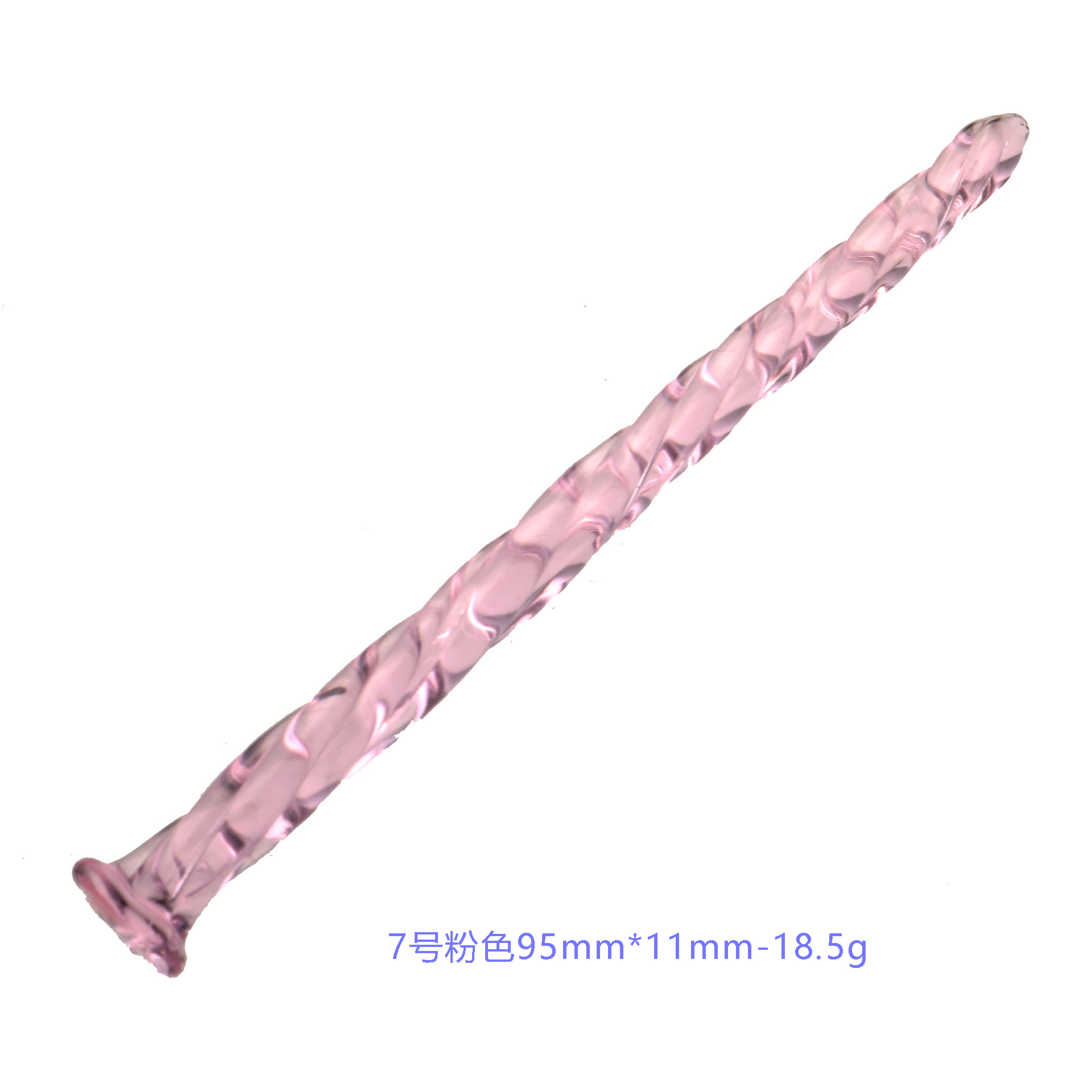 Spiral Crystal Glass Urethral Sound Stick, Twist Rotating Manual Plug, 95mm Pink — detail image 7