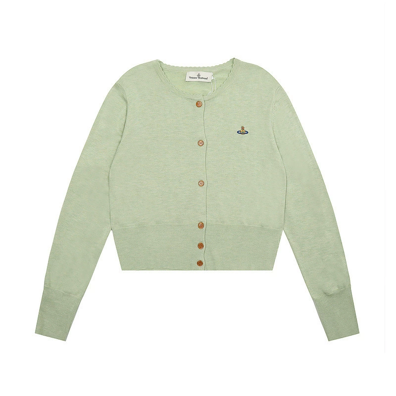 Кардиган (Vivienne Westwood) с вышитым Сатурном, шерстяной вязаный с кружевной отделкой