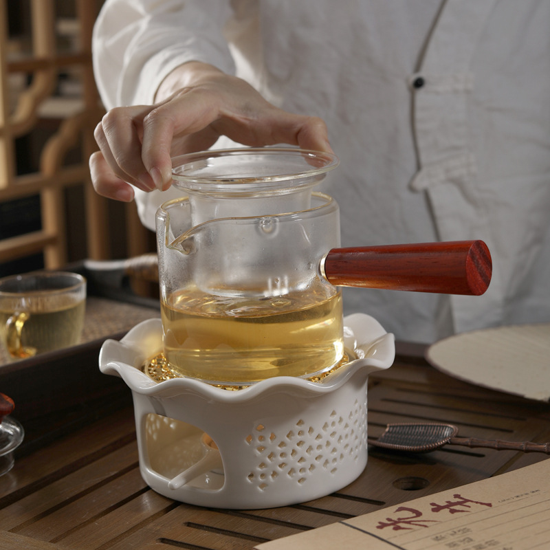 Calentador de té horno hueco temperatura de color estufa de té vela restaurante Hotel hogar aislamiento flor tetera estilo japonés calentador de té