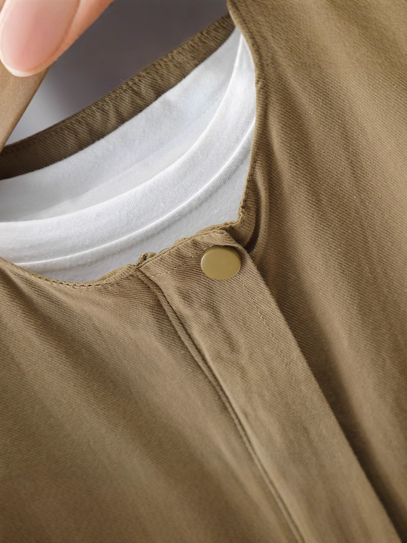 Chaleco para Niños 7644, Estilo Primavera-Otoño, Chaqueta sin Mangas Color Caqui, Chaleco Moderno de Moda Primavera, Nuevo Modelo 2026