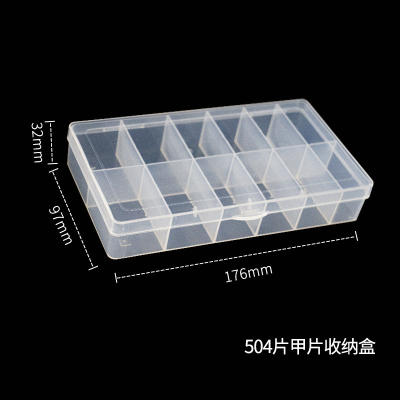 Caja de uñas Nail Nail Wear Caja de almacenamiento de uñas Joyas Caja de joyería Caja de herramientas de plástico transparente de rejilla múltiple al por mayor