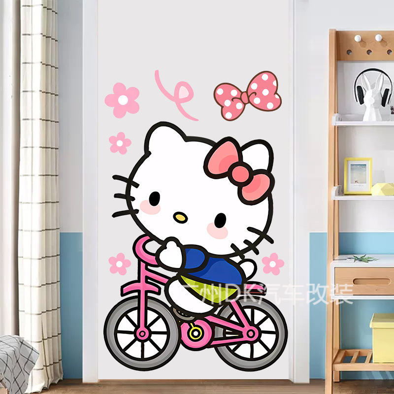 跨境外贸HelloKitty儿童房可爱墙贴小女孩卧室贴纸幼儿园卡通贴画|undefined