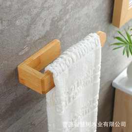 浴室壁挂式竹木置物架悬挂毛巾整理浴巾收纳架洗脸巾支架收纳神器