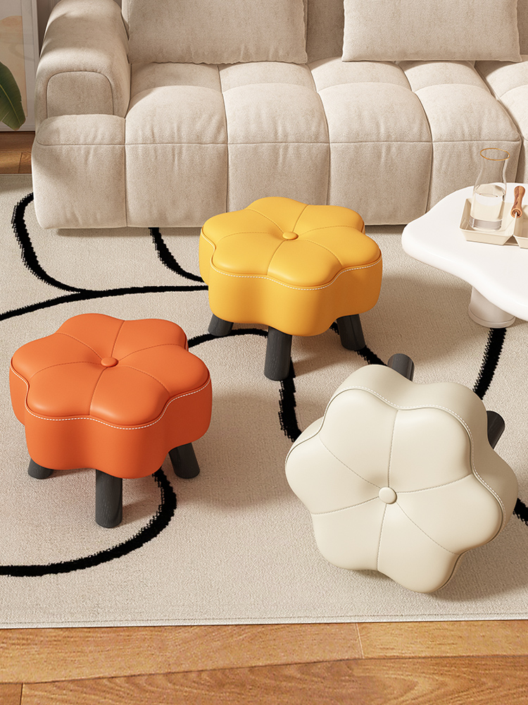 ✅ Small Stool for Home Use in the Living Room, Light Luxury Low Stool, Sitting Ottoman, Shoe-Changing Stool, Sofa, Coffee Table, Small Bench, Soft Cushion, Creative Design