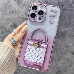 小香風ハンドバッグはアップル16鏡スタンド携帯ケースiPhone15グラデーションフラッシュ14保護カバーを適用している