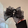 Black hair accessory for princess, advanced crab pin with bow, shark, hairgrip, high-quality style