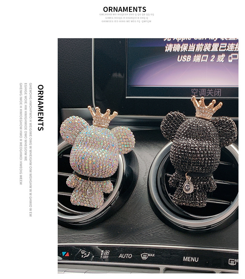 New rhinestone violent bear creative car decoration air outlet car aromatherapy Diamond-embedded car accessories factory wholesale