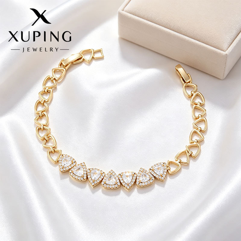 Pulsera de Empalme Geométrico de Aleación de Cobre con Diseño Triangular para Mujer image 1