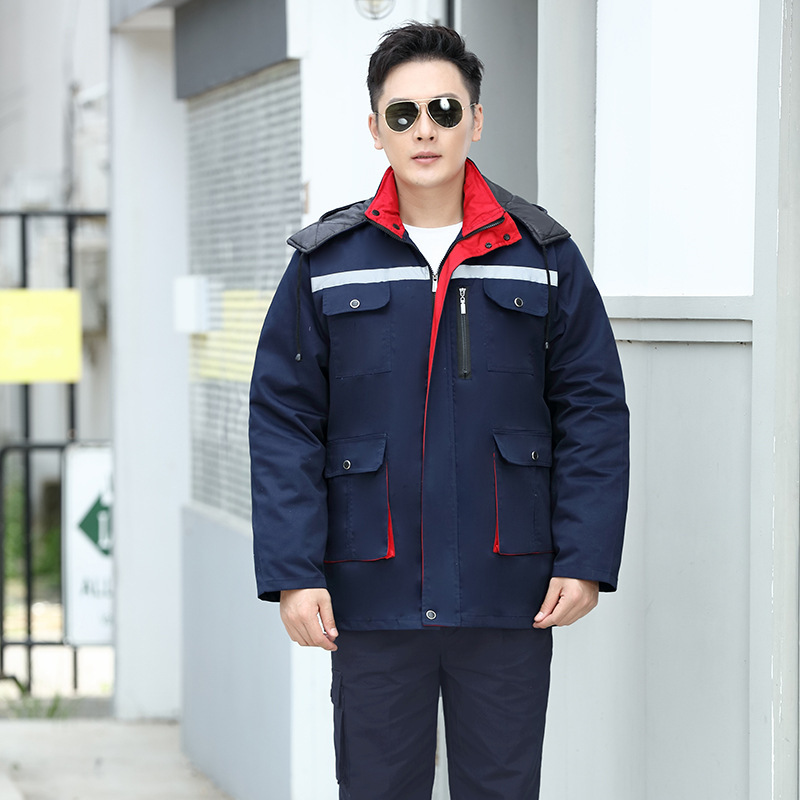 作業服 冬用 防汚 作業着 防寒綿服 取り外し可能なインナー付き メンズ 厚手 車間作業服 綿入り作業服|undefined
