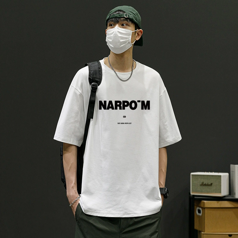 Футболка с короткими рукавами, мужская летняя новая модная универсальная модная брендовая футболка с круглым вырезом и половиной рукавов, повседневный топ