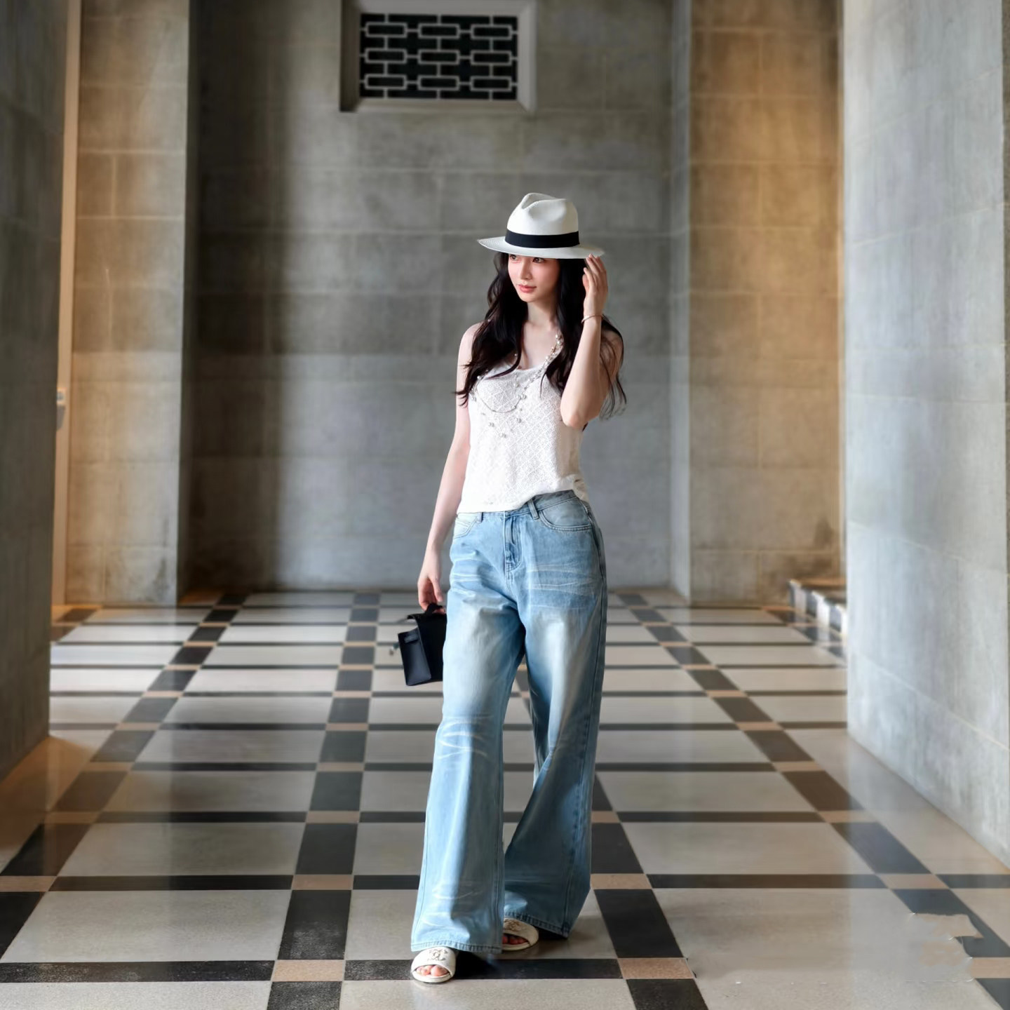 Summer Sun Protection Straw Panama Hat Wide Brimmed Beach Travel Hat For Men And Women_voghion.com