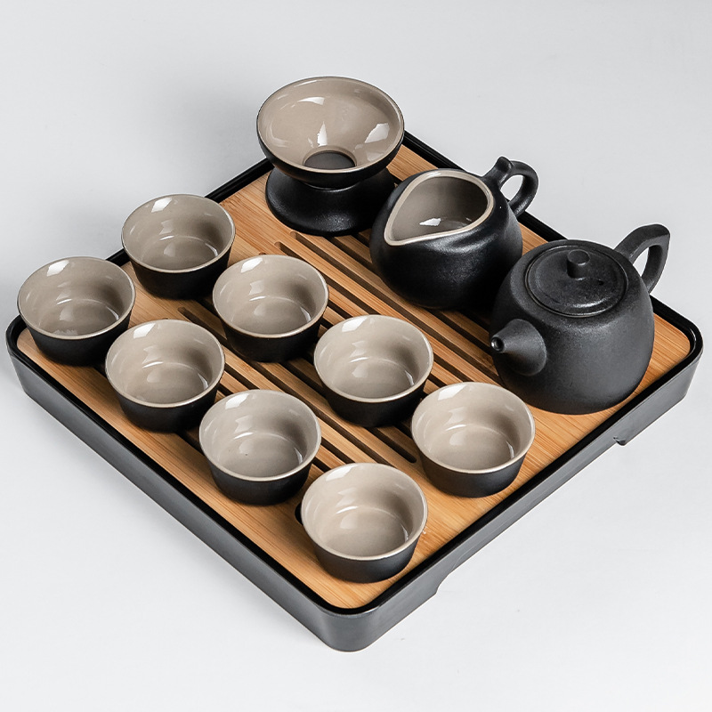 陶瓷功夫茶具日式家用小套装宿舍便携泡茶带茶盘茶台茶几一体套餐|ru
