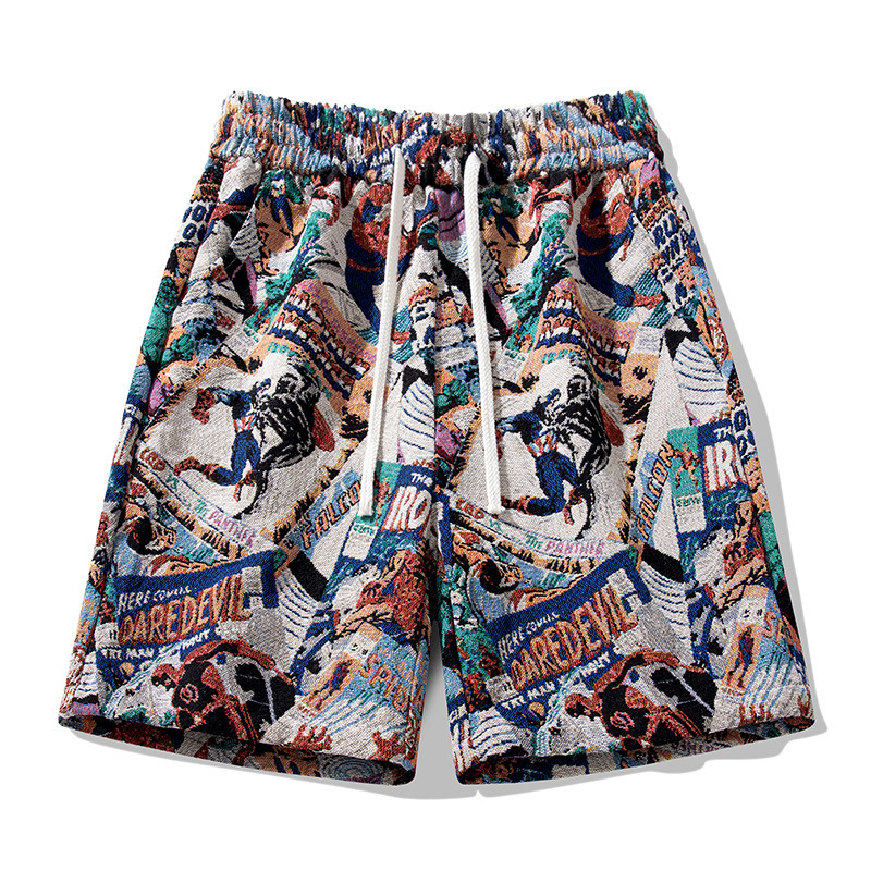 Laike Cross-Border Floral Casual Shorts for Men, Summer Tk Hot-Selling American Style Trendy Cartoon Loose Versatile Beach Pants