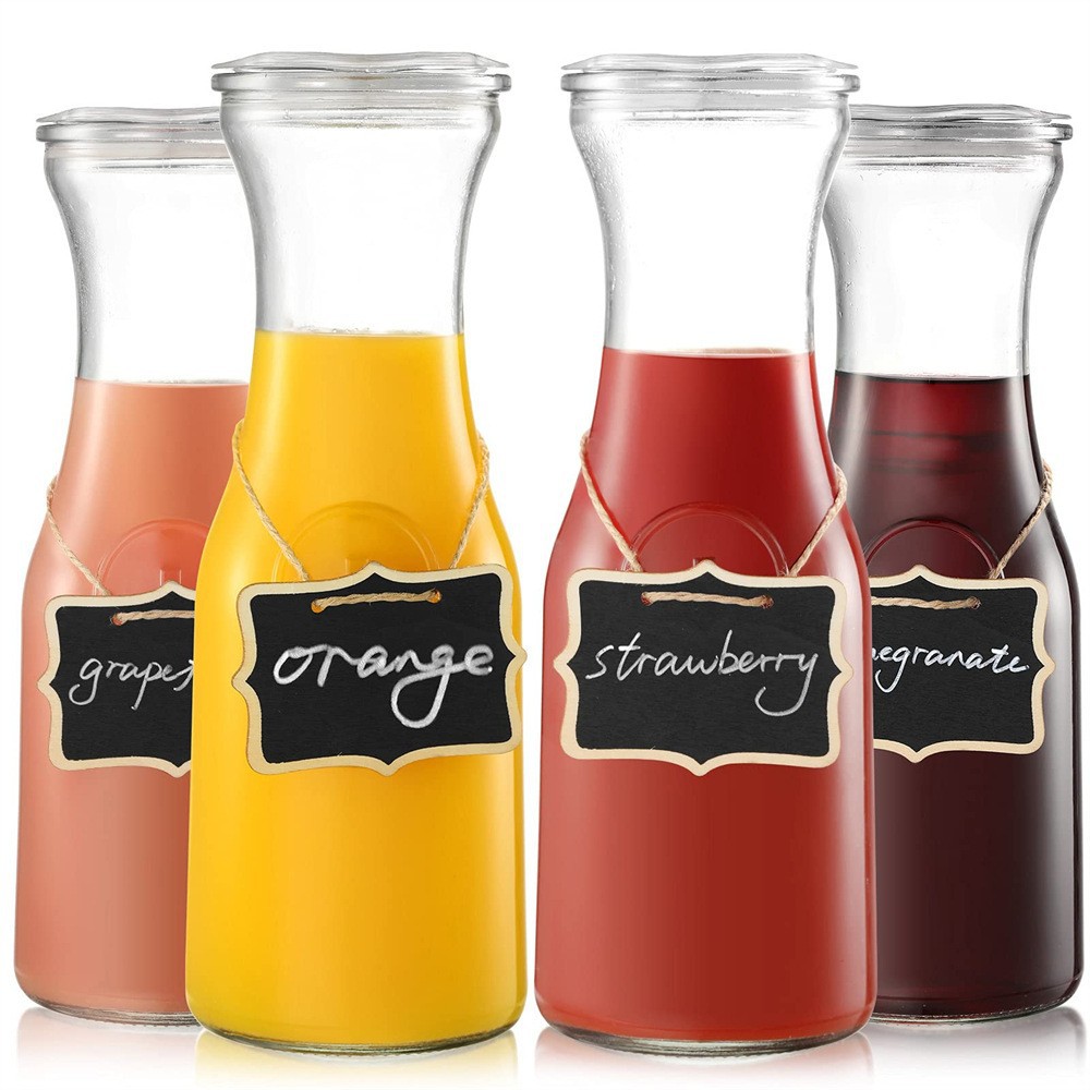 Botella de bebida de diámetro de 34oz de boca grande transfronteriza, botella de leche de jugo de vidrio transparente, olla de vidrio, botella de botella de agua de vidrio