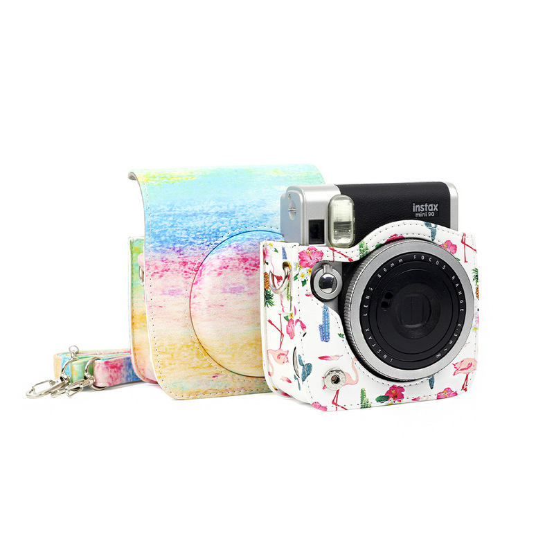 Suitable for Instax Mini90 Camera Bag, Cross-Border Oil-Colored Pu Storage Fashion Shoulder Bag Protective Case