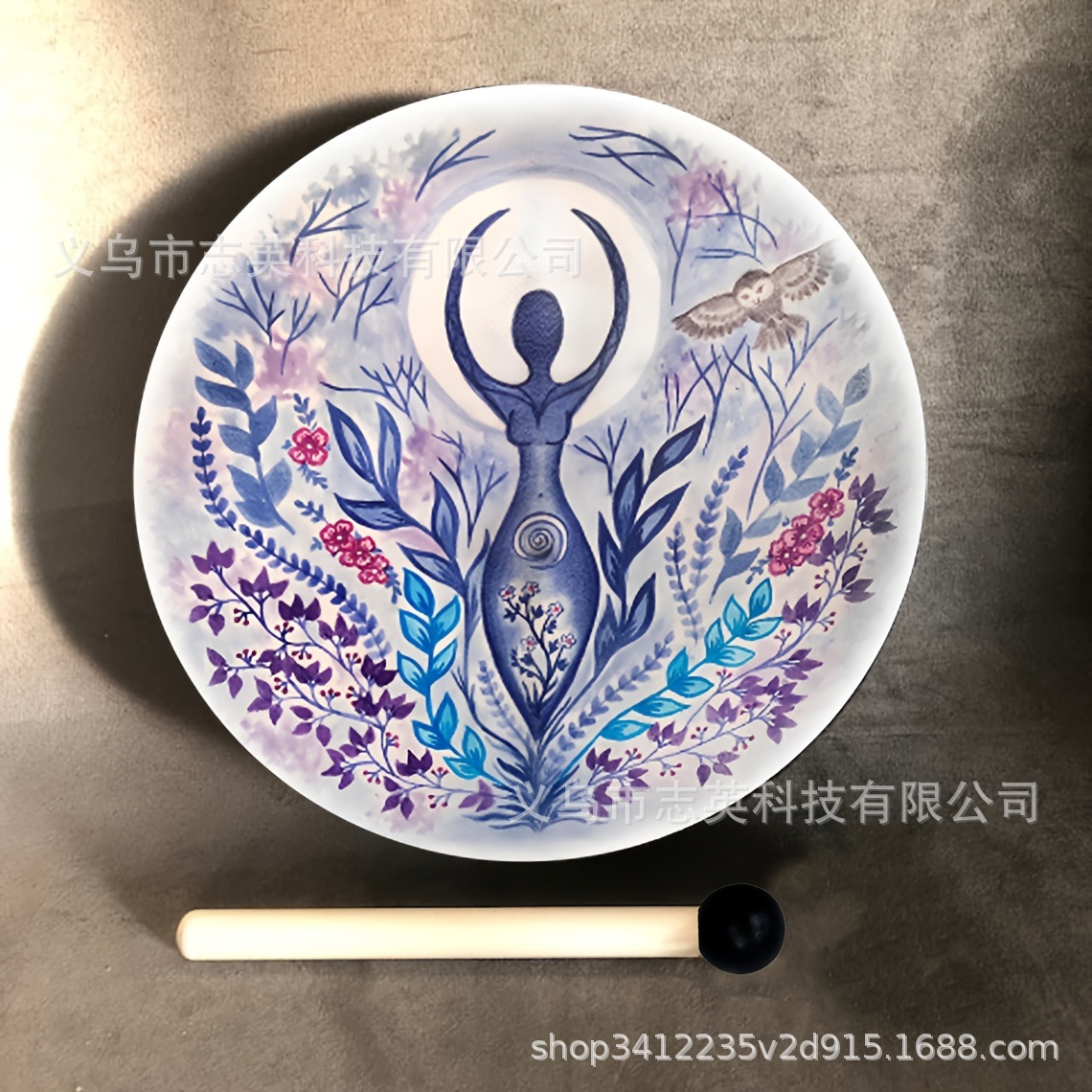 Instrumento de percusión de tambor de ojo de luna dorado para decoración de festivales transfronterizos de nuevos productos de 2024, artesanía hecha a mano, arte de percusión.