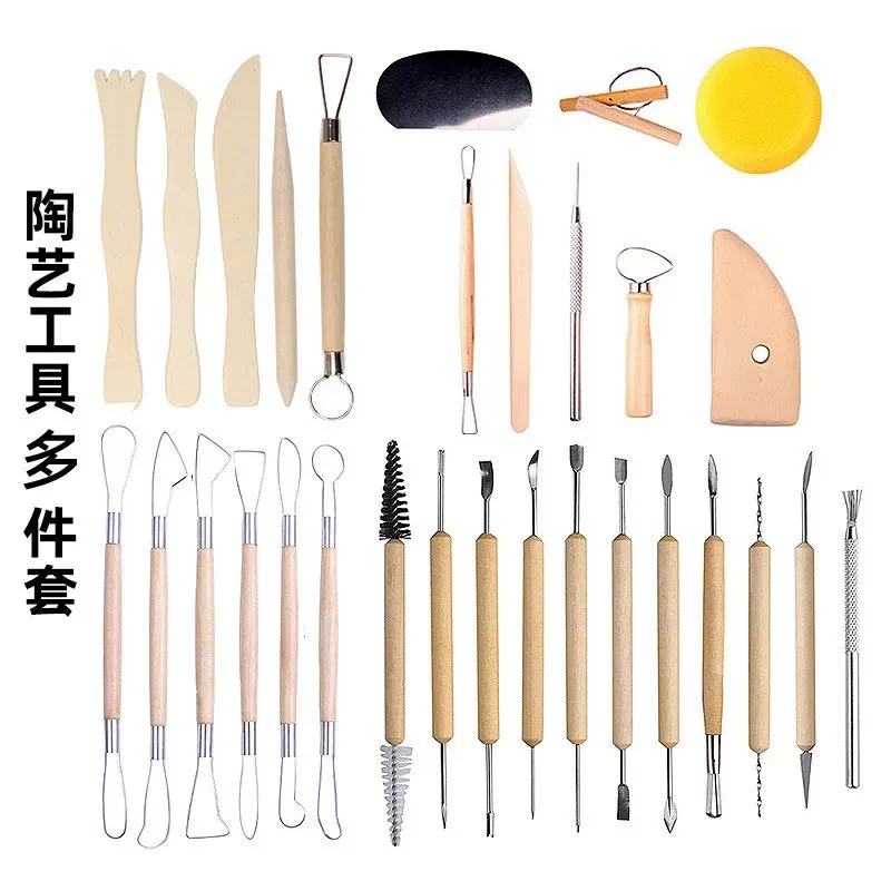 Wooden ceramics, tools set, clay, DIY