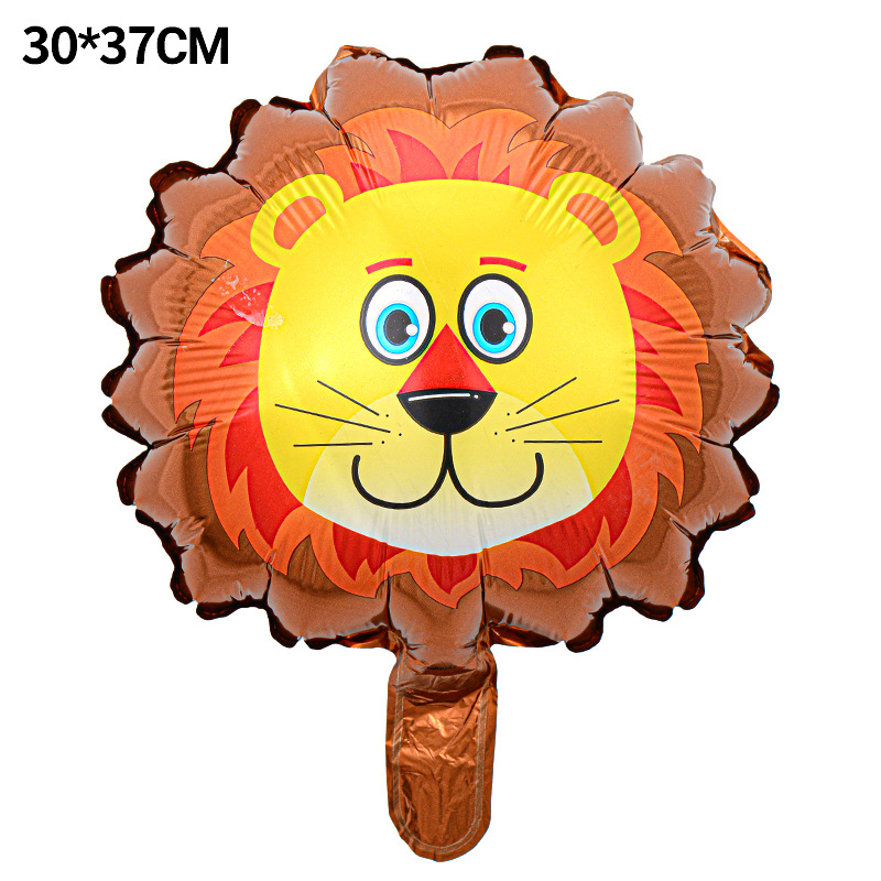 Venta caliente cabeza de animal película de aluminio globo tema de cumpleaños fiesta decoración de dibujos animados león cabeza de tigre papel de aluminio globo al por mayor