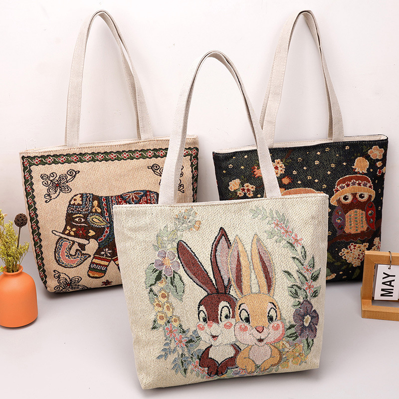 外国貿易新馬泰両面金糸ジャカード刺繍象カップル手提げショルダーバッグ大容量通勤ショッピングバッグ|undefined