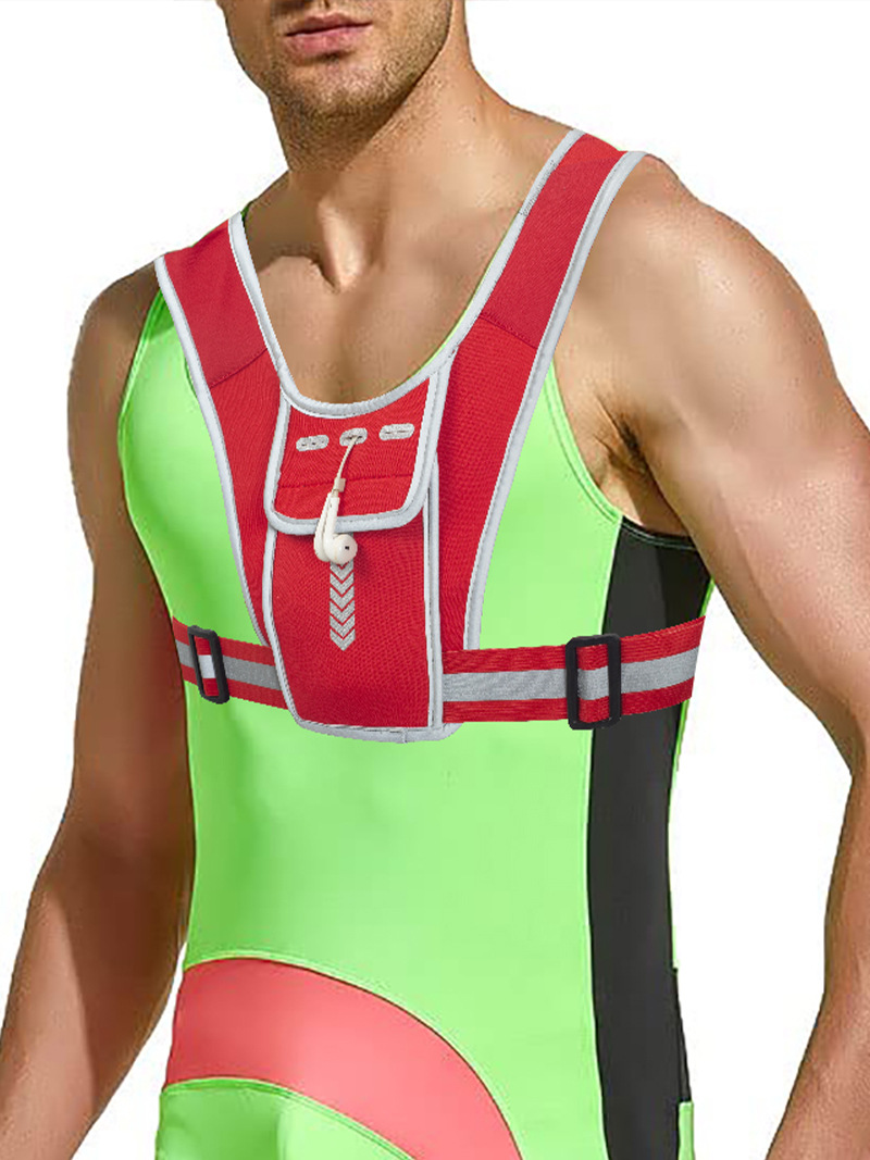 Retroreflective vest for men and women, climbing tape, teapot for gym, travel backpack, sports mobile phone, chest bag, for running 3