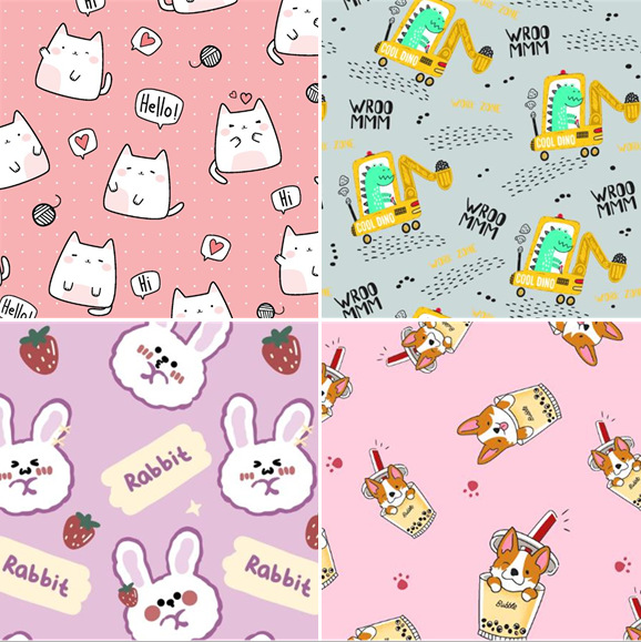 里布斜纹薄布印花 可爱卡通   购物袋面料